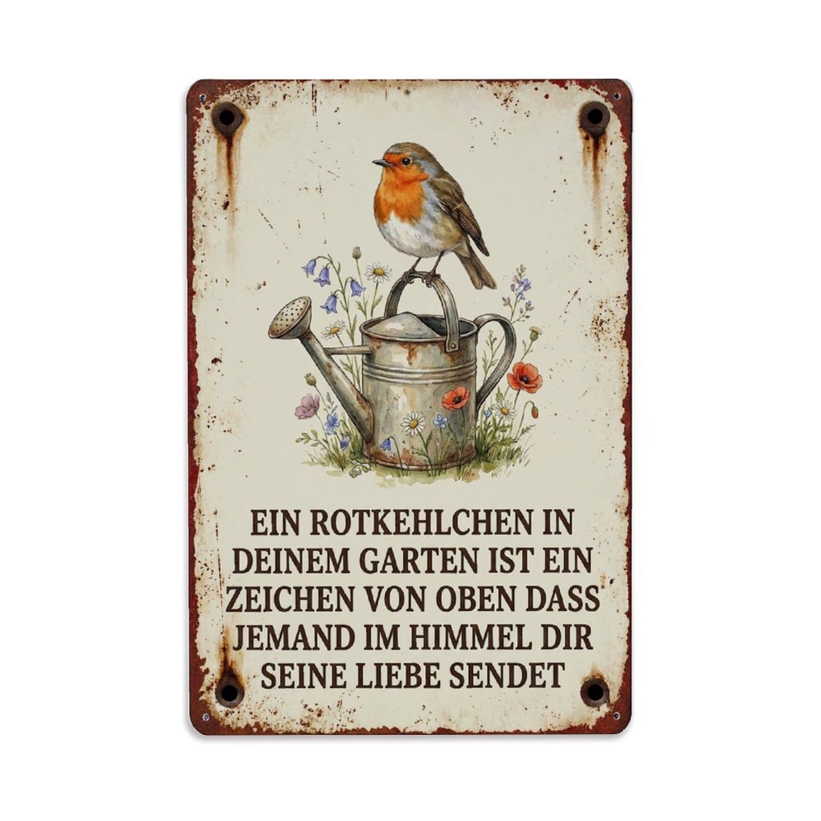 Robin Bird Heaven Visitor Metal Tin Sign Plaque Wall Decor for Cafe, Club Bar, Office, Home Garden Metal Poster 8x12Inch