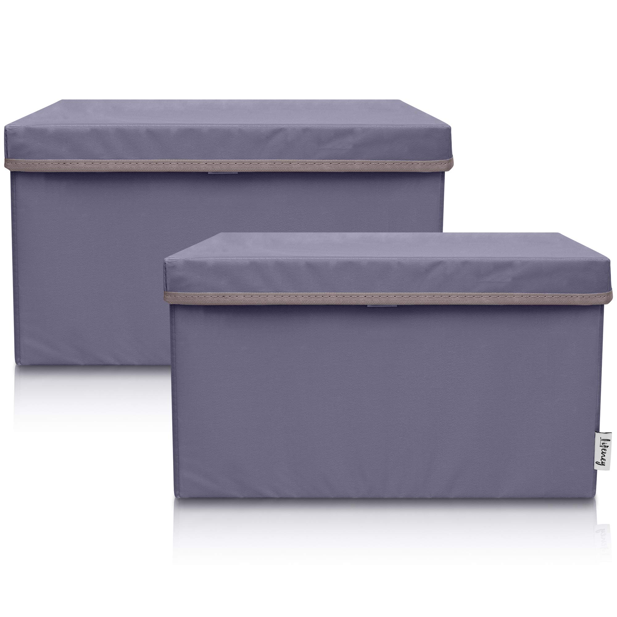 LIFENEY Set of 2 Children's Storage Boxes (37 x 25 x 21 cm) I Storage Basket for Children's Room and Living Area I Children's Storage Box (Anthracite)