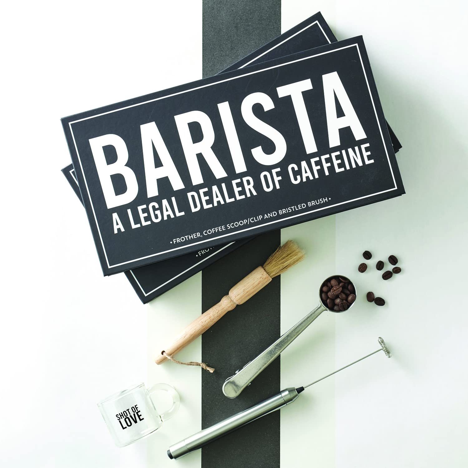 Santa Barbara Design Studio L1457 SIPS Barista Geschenk-Set aus Karton, Holz - Buche, Kaffee-Werkzeuge