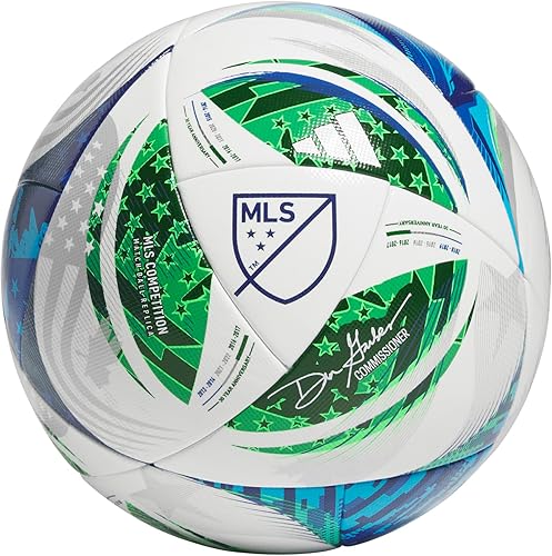 Miniatura 2 de adidas Balón de fútbol unisex para adultos de la MLS de competición (blancoverdeSOLBLUGLOBLU, 5)