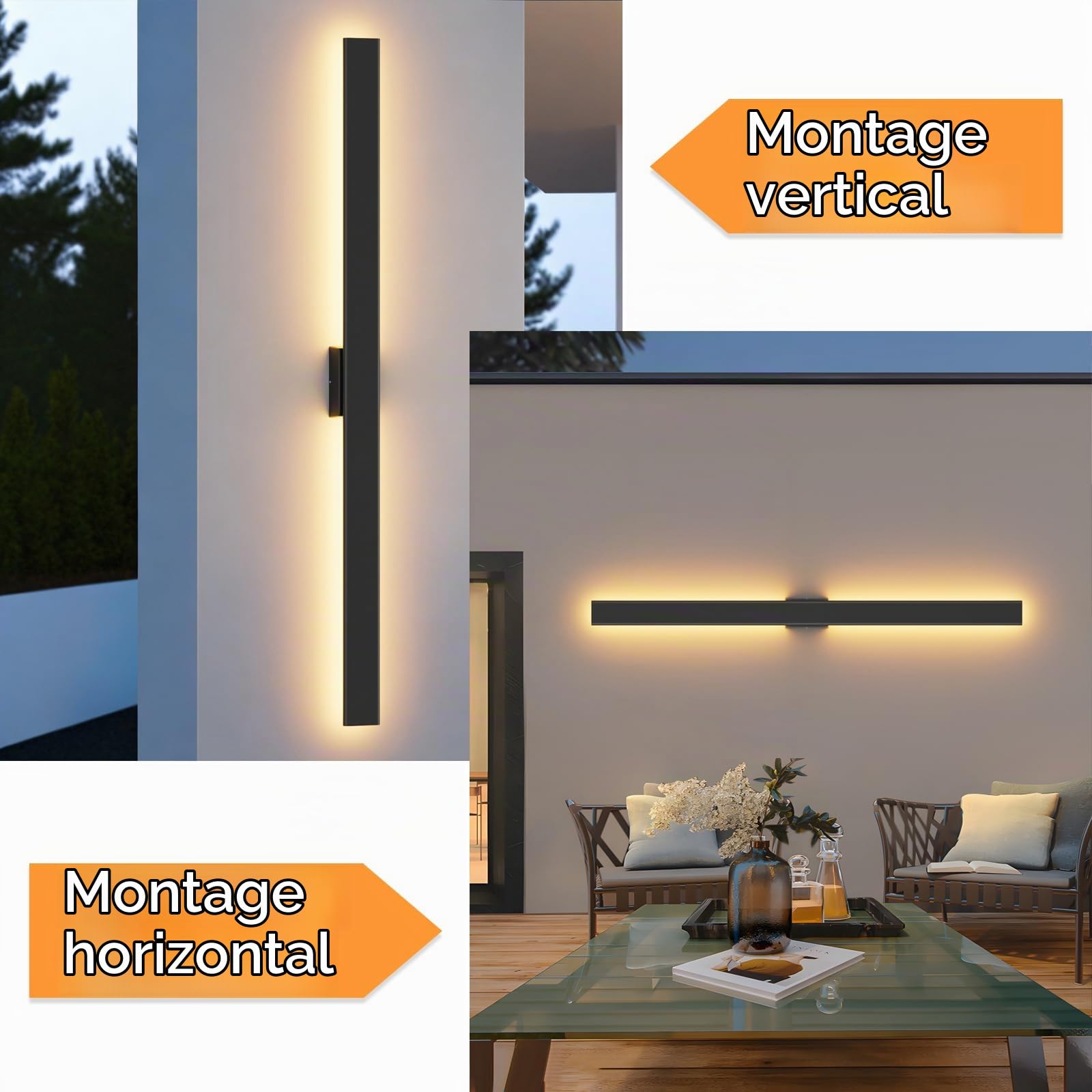 Klighten 35W Applique Murale Exterieur 3 Température de Couleur, Noir