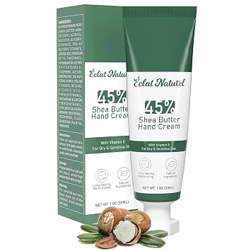 Shea Butter Hand Cream, Made with 45% Shea Butter and Vitamin E Hand Moisturizer, Deep Moisturizing Dry Hands, Mini Hand Lotion Travel Size, 1 Fl Oz Pack of 1