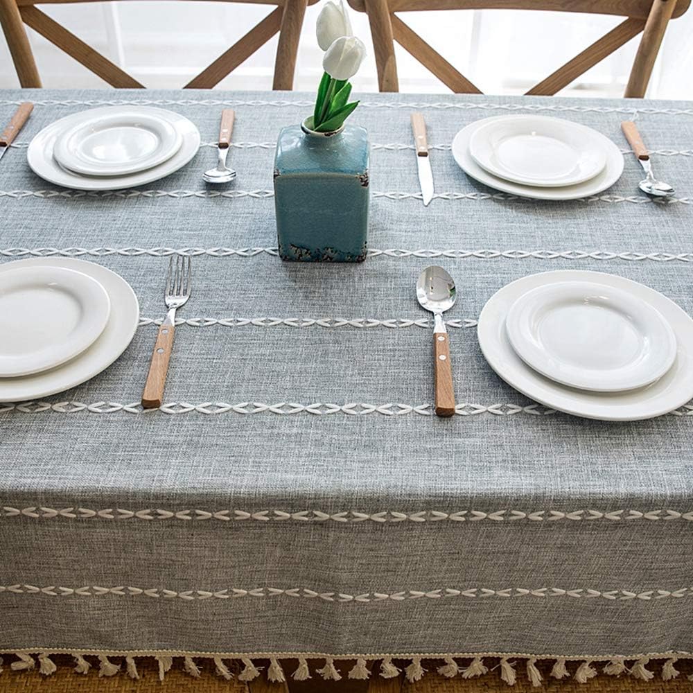 Frее Shірріng Ovеr $50 Lahome Embroidery Stripe Tassel Tablecloth -Heavy Weight Cotton Linen Washable Table Cover for Kitchen Dining Room Restaurant Party Decoration (Gray, Rectangle - 55 x 102) Onе-Dау Sаlе: Uр tо 40% оƒƒ Lahome Embroidery Stripe Tassel Tablecloth -Heavy Weight Cotton Linen Washable Table Cover for Kitchen Dining Room Restaurant Party Decoration (Gray, Rectangle - 55 x 102)