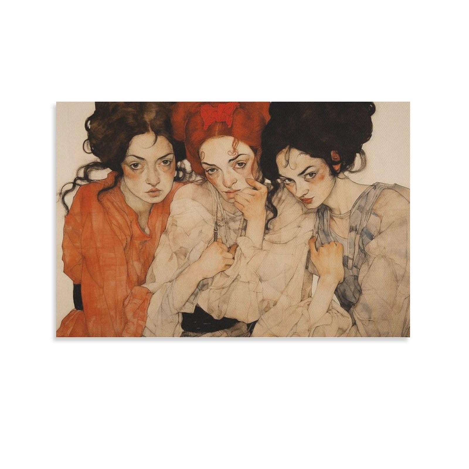 Egon Schiele Famous Picture Painting, Three Vintage Aesthetic