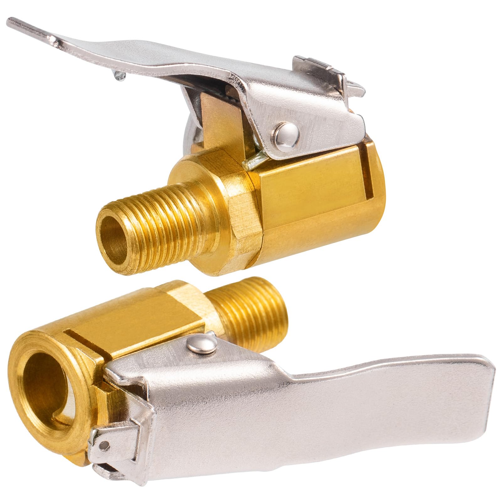 Toolwiz 2 Stück 8mm Air Chuck Autoventil Hebelstecker Adapter Druckluft Reifenfüller Fahrradventil Messing Reifenfüllnippel Fahrrad Ventil Adapter mit Gewinde für verbinden Druckluft Schlauch