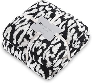 MH MYLUNE HOME Ultra Soft Leopard Throw Blanket, Black White, 50"x60" | Reversible Cheetah Print Blanket, Comfy Fluffy Fuzzy Plush Blanket Throws for Couch Bed, Cozy Blankets for Women Gift