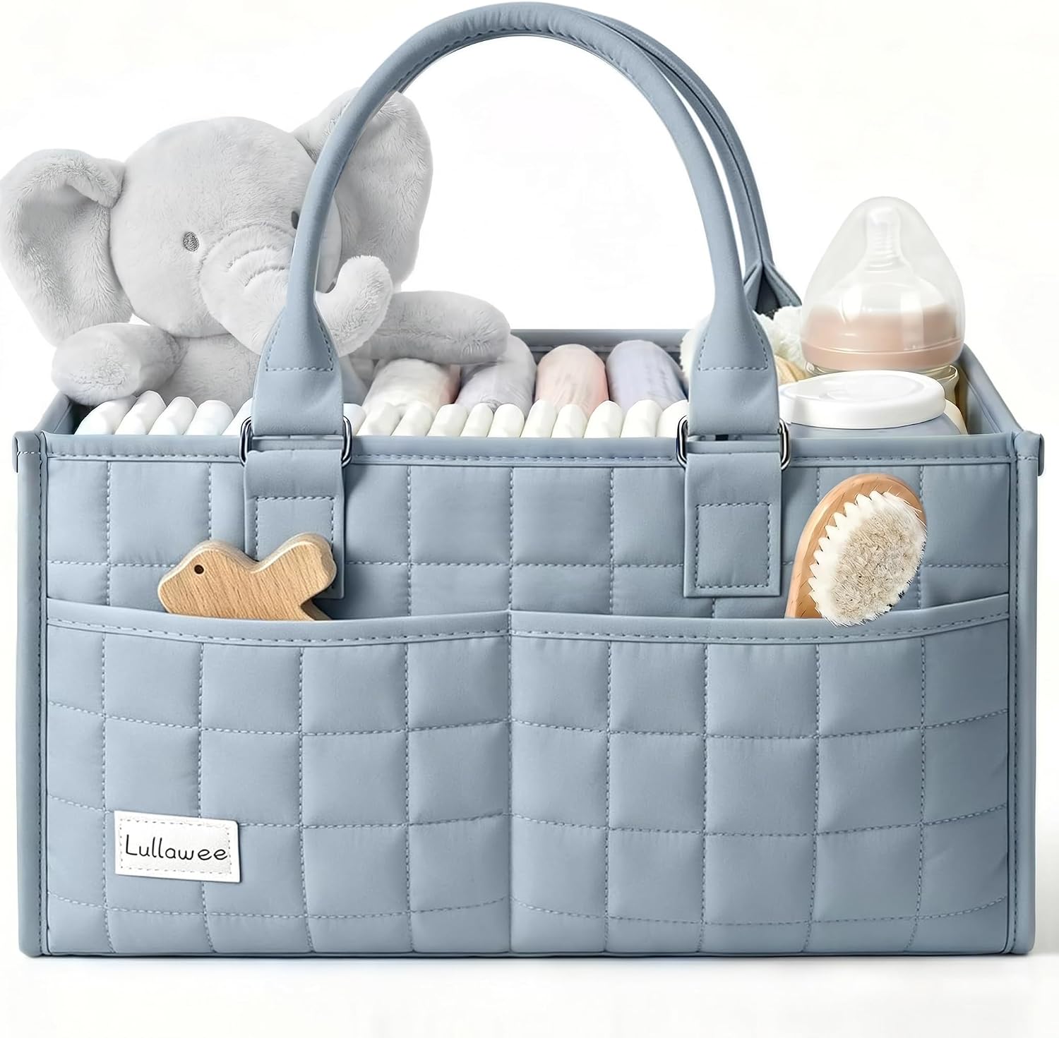 Baby Diaper Caddy Organizer, Portable Nursery Storage Basket with Handle for Newborn Boy or Girl, Gift for Baby Shower Essentials, Registry Must Have Bag, Caddie Car Organizer, Blue