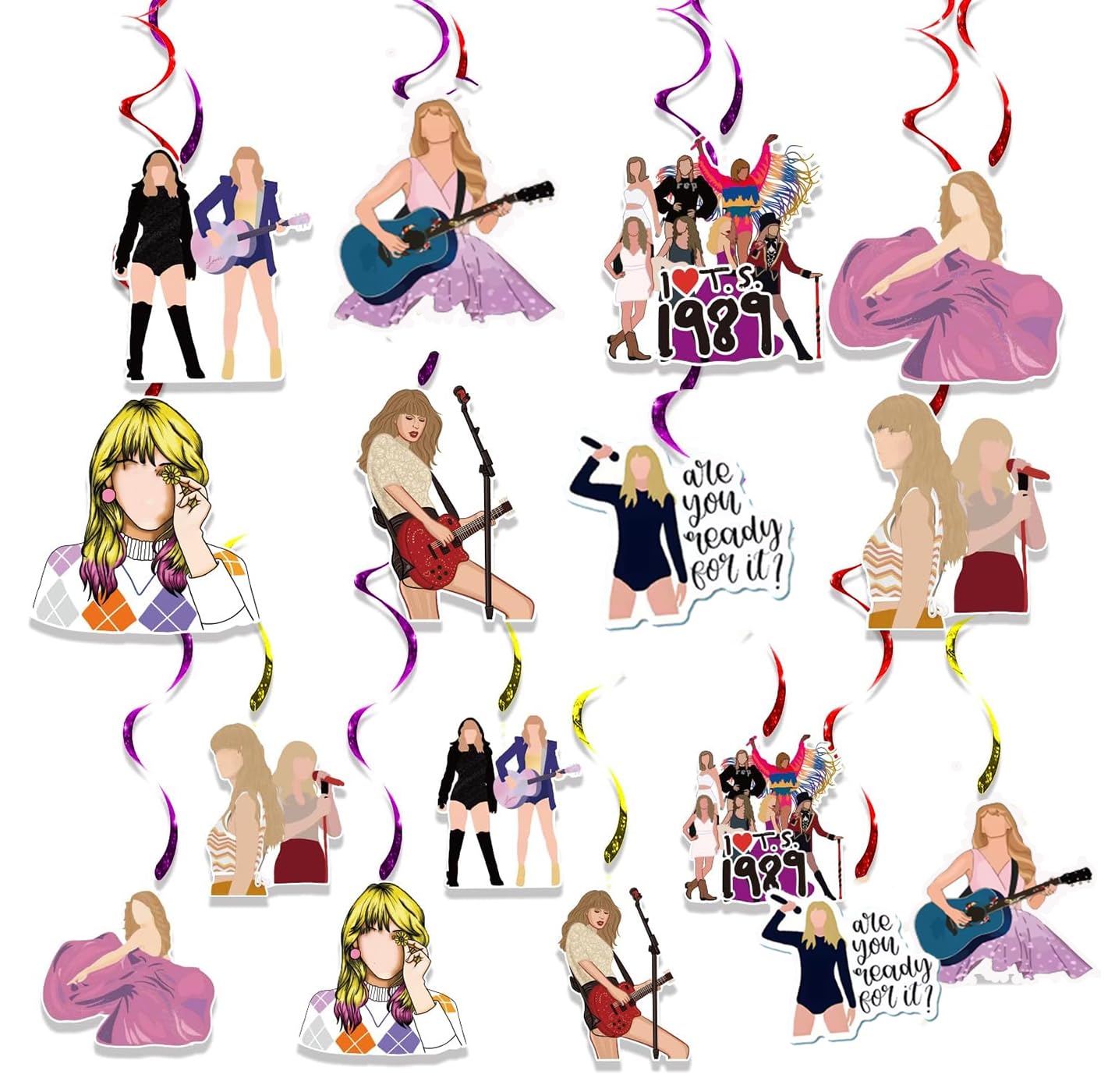 Atvscay 32PCS Taylor Party Decorations Hanging Swirls Popular Singer Birthday Party Hanging Swirls Sets Taylor Fans Music Party Decorations (32PCS)
