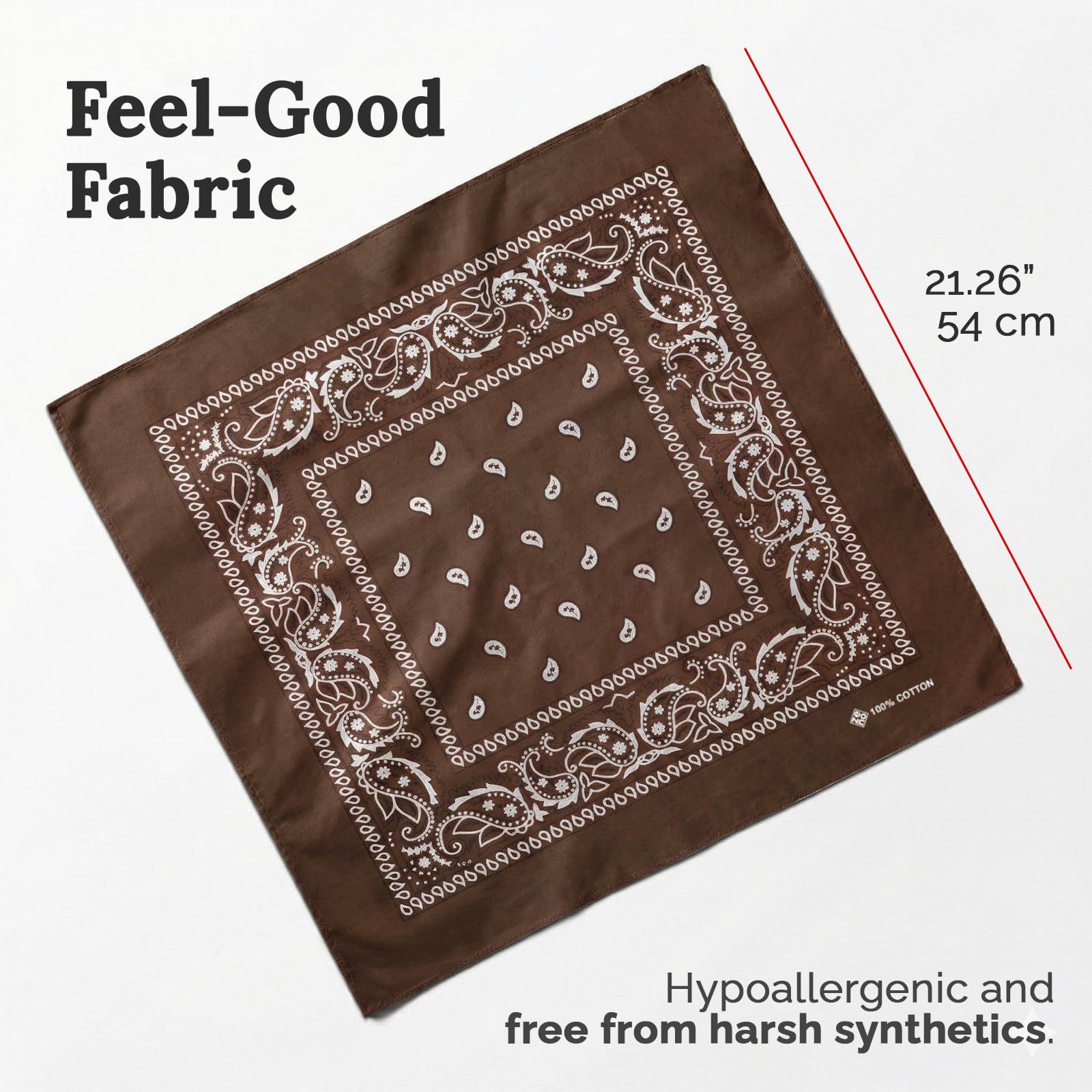 ZENO Szalik bandana ze 100% bawełny i włókien naturalnych - miękki, trwały, można prać w pralce - unisex dla mężczyzn i kobiet