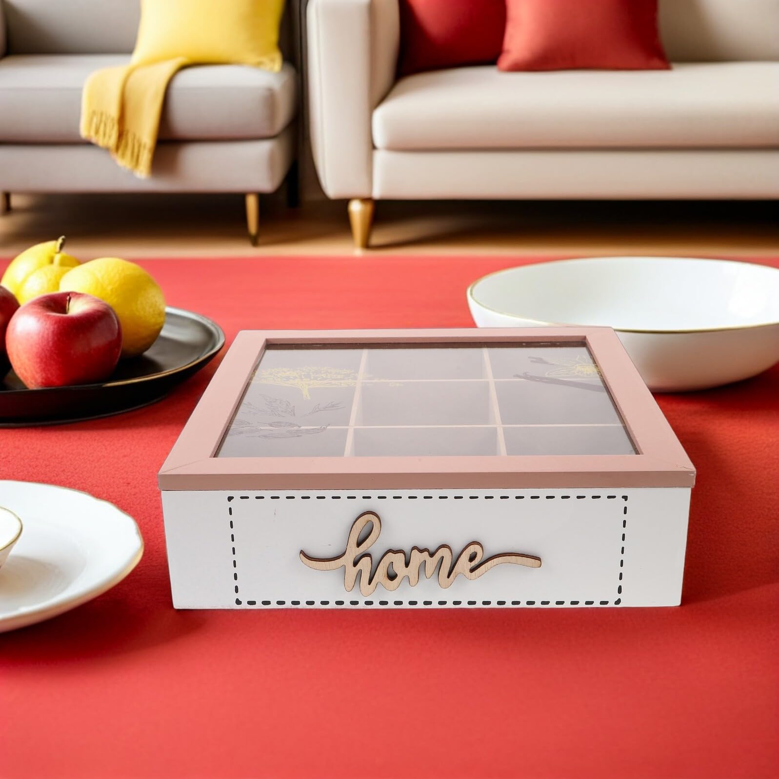 Pudełko Na Torebkę Na Herbatę w Stylu Retro Organizator Torby Na Herbatę Organizator Herbaty Beige