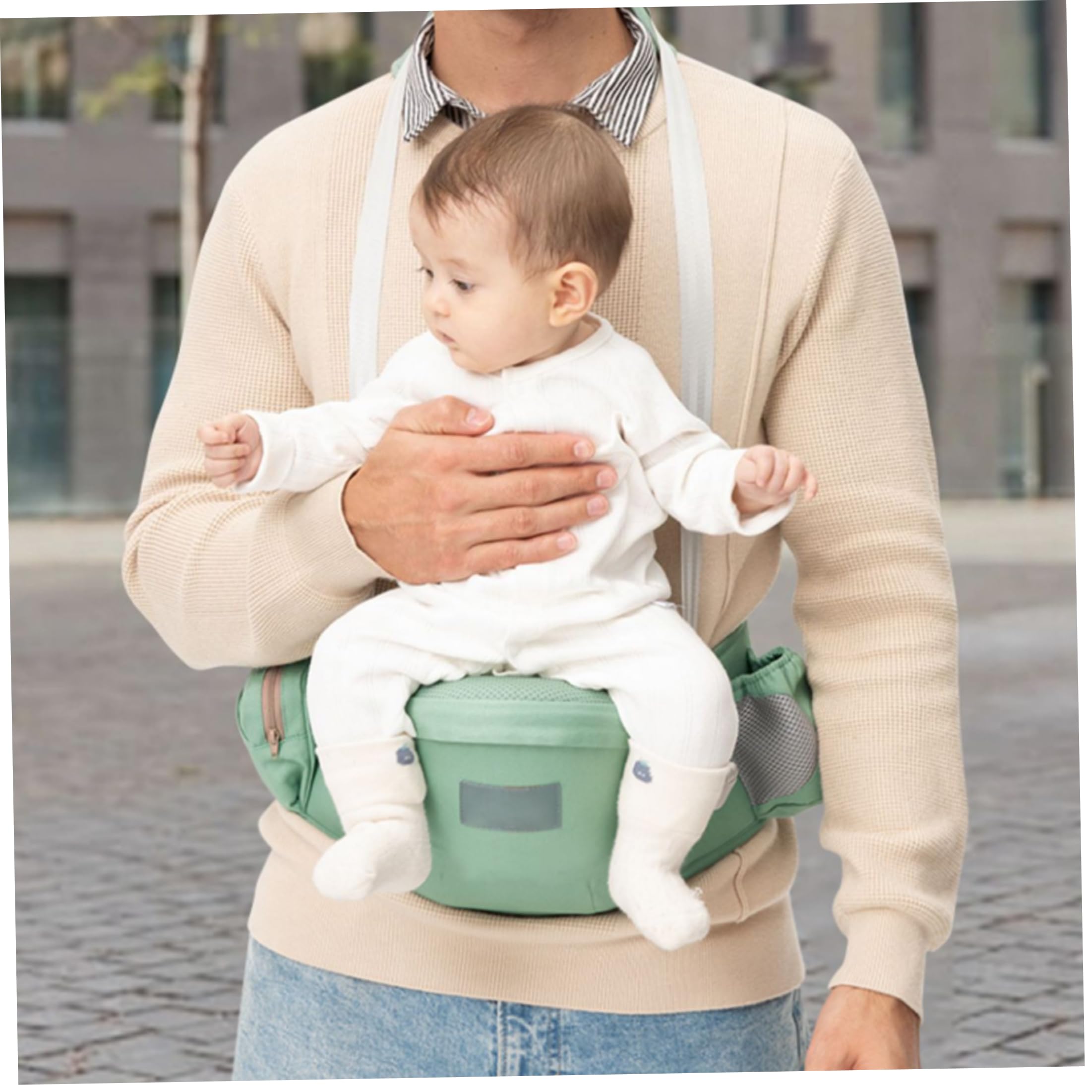 Porte-bébé ergonomique avec poches de rangement, siège respirant pour tout-petit, vert menthe