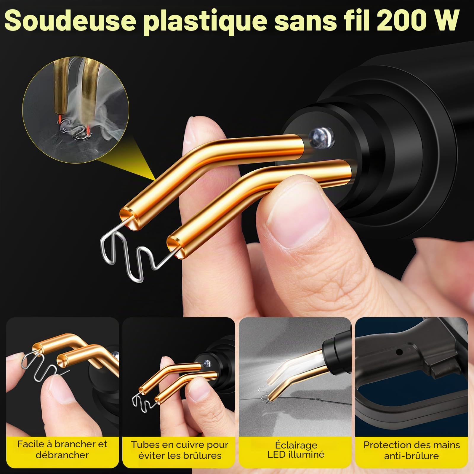 200W Soudage Plastique Machine, Kit Reparation Souder Plastique avec 1000Pcs 6 Types Agrafes, Soudeuse Plastique Machine a Souder, Soudeur Plastique pour Réparation de Pare-Chocs de Voiture