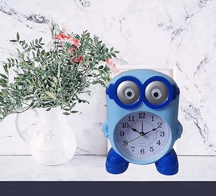 LIGHTER HOUSENewest Arrival Cutest Cartoon Print Table Alarm Clock, Kids Room Decor -Minion, Blue