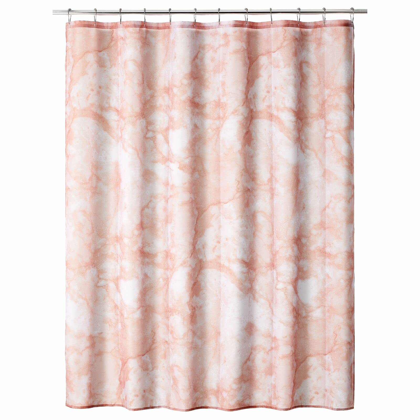 mDesign Fabric Shower Curtain, 72" x 72", Machine Washable, Quality Reinforced Buttonholes for Bathroom, Guest Bath, Stalls, Tubs, Carrara Marble Design - Dusty Rose
