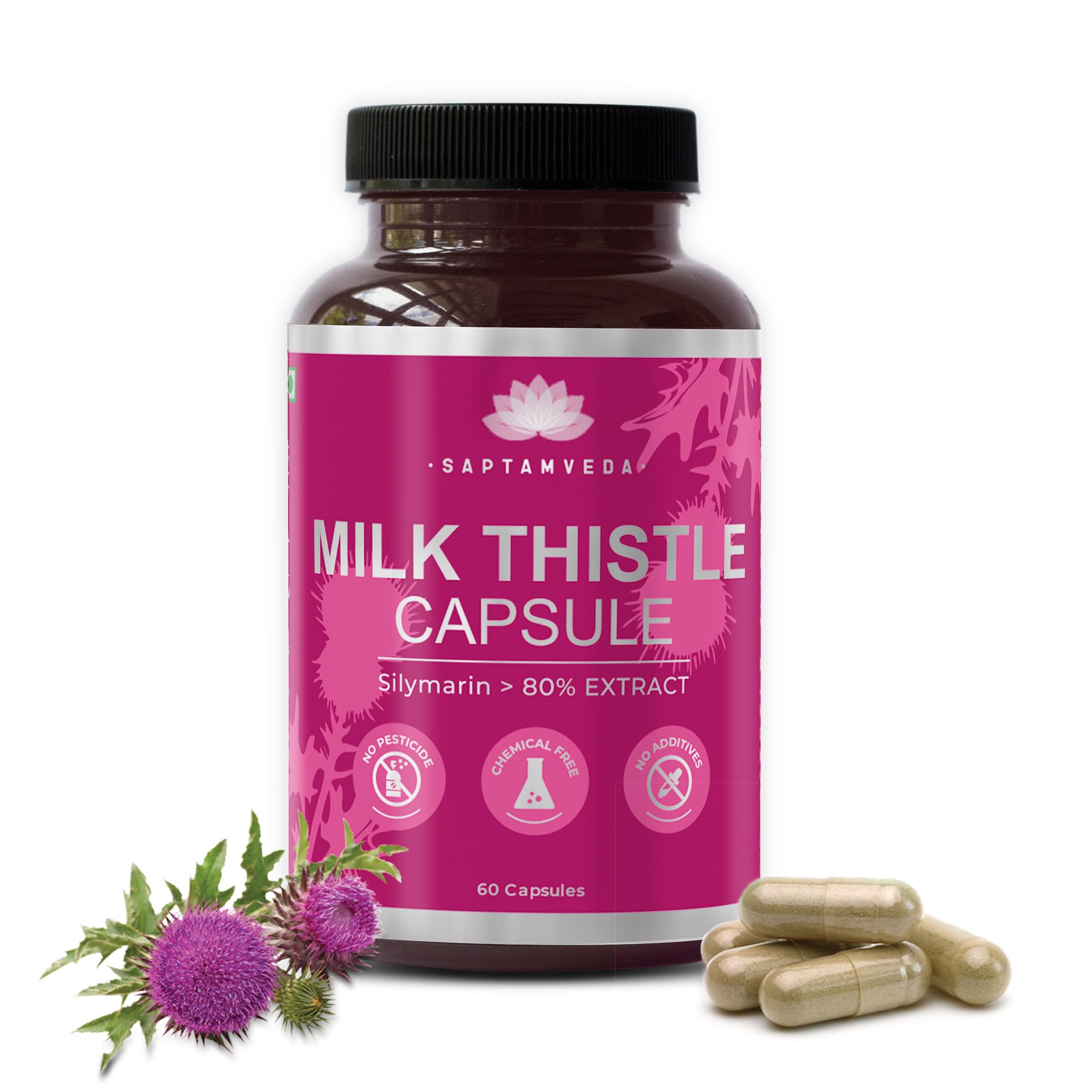 Saptamveda Natural Milk Thistle Extract with 1000mg(60 Capsules - Pack of 4) | 80% Silymarin Cleanses & Detox Liver For Men & Women, Promotes Healthy Cholesterol (B0CN8QLCQB) Amazon Price History, Amazon Price Tracker