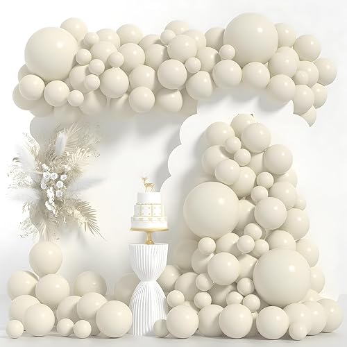 Globos color crema de diferentes tamaños de 18+12+10+5 pulgadas, kit de arco de globos de arena blanca, globos beige, globos de látex para bodas,