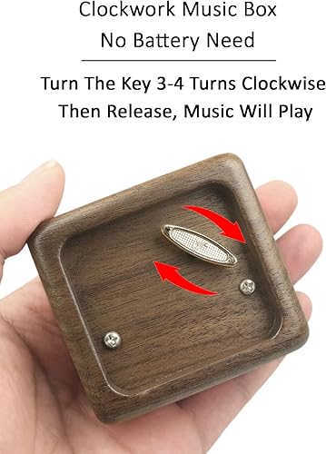 Miniatura 3 de Sinzyo Caja musical con mecanismo tallado de madera vintage, caja de música de cuerda para regalo para Navidad, caja de música de la vuelta de la