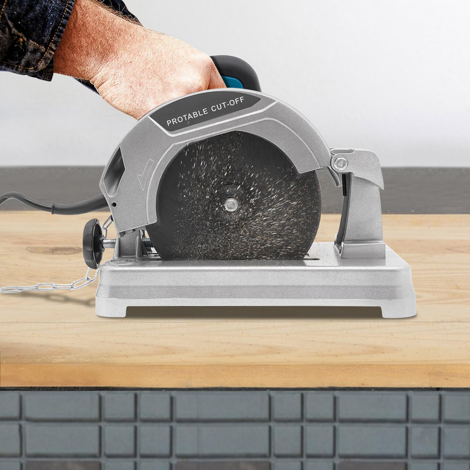 Scie à onglet en métal, 1200w 185mm Scie à onglet polyvalente avec câble Machine de découpe 5200 tr/min Scie à métaux polyvalente, coupe le bois, l'acier, l'aluminium