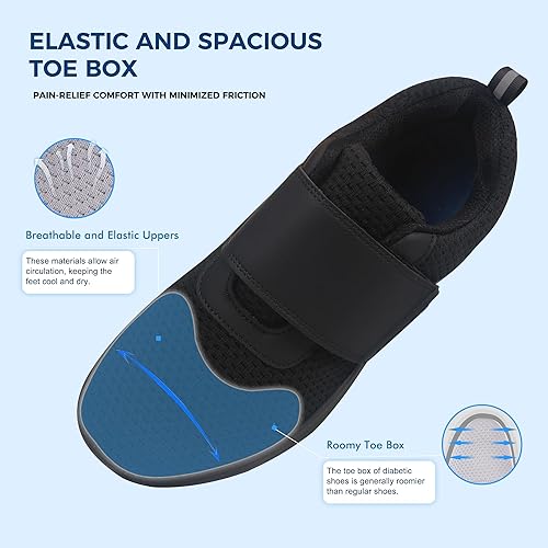 Miniatura 5 de Ortho+rest Zapatos para caminar diabéticos para hombre, zapatos para edema para pies hinchados, soporte de arco, zapatillas ortopédicas