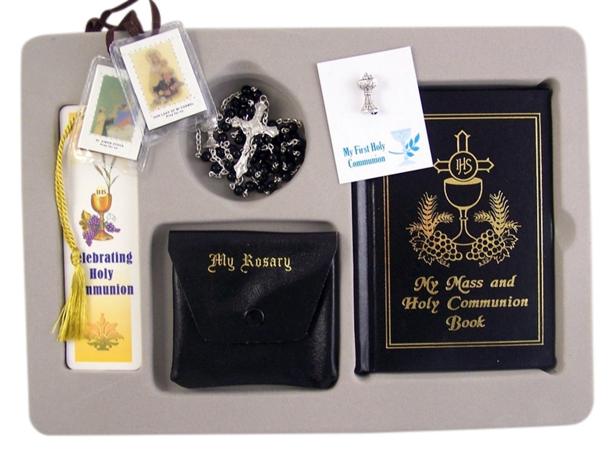 First Communion Gifts for Boys with Rosary, Prayer Book, Scapular, Lapel Pin and Bookmark