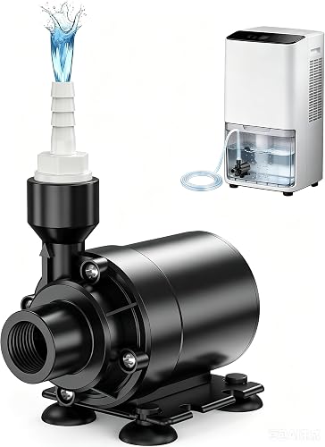 Upgraded Automatic Dehumidifier Drain Pump, 15FT High Lift, 100FT Long Drainage, IPX8 Waterproof Ultra Quiet Mini Condensate Pump, Auto Water Level Detection & Shutoff for Basement Laundry Room