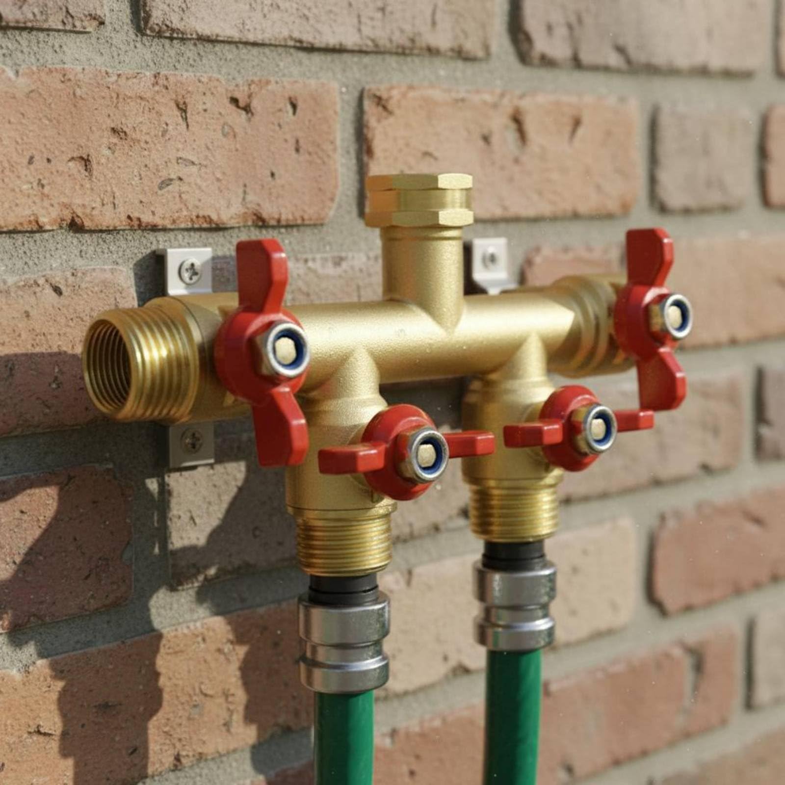 Qianly Sdoppiatore Rubinetto 4 Uscite Alta Portata Deviatore Acqua 4 Vie in Ottone Alto Flusso Valvola Distribuzione Acqua Giardino per Orto