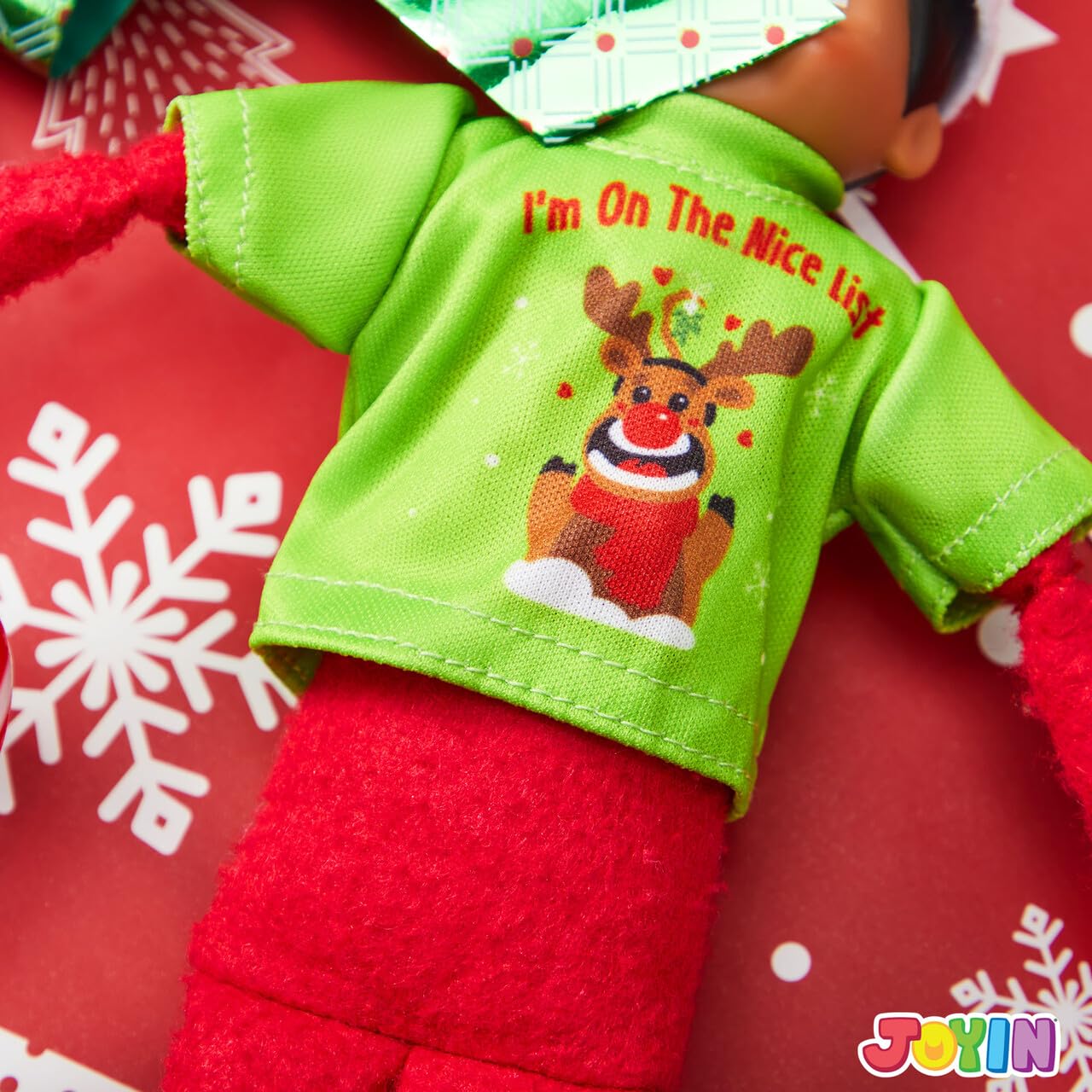 JOYIN 4 paquetes de ropa de Santa Clothes para muñeca elfa, camisetas elegantes, camiseta, conjunto de ropa de muñeca elfa,