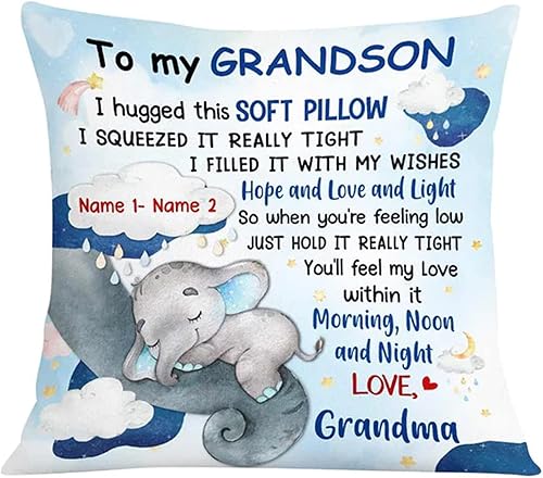 Almohada personalizada con diseño de elefante, mamá, abuela, hija, nieta, hijo, nieto, abrazo esta almohada, almohada de árbol de silueta otoñal,