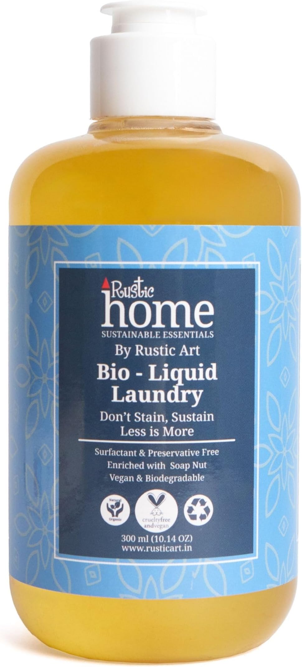 Rustic Home Bio Liquid Laundry | Deep Stain Removal Power | Gentle Fabric Softness | Baby Safe Clothes | Front & Top Load | 300 ml