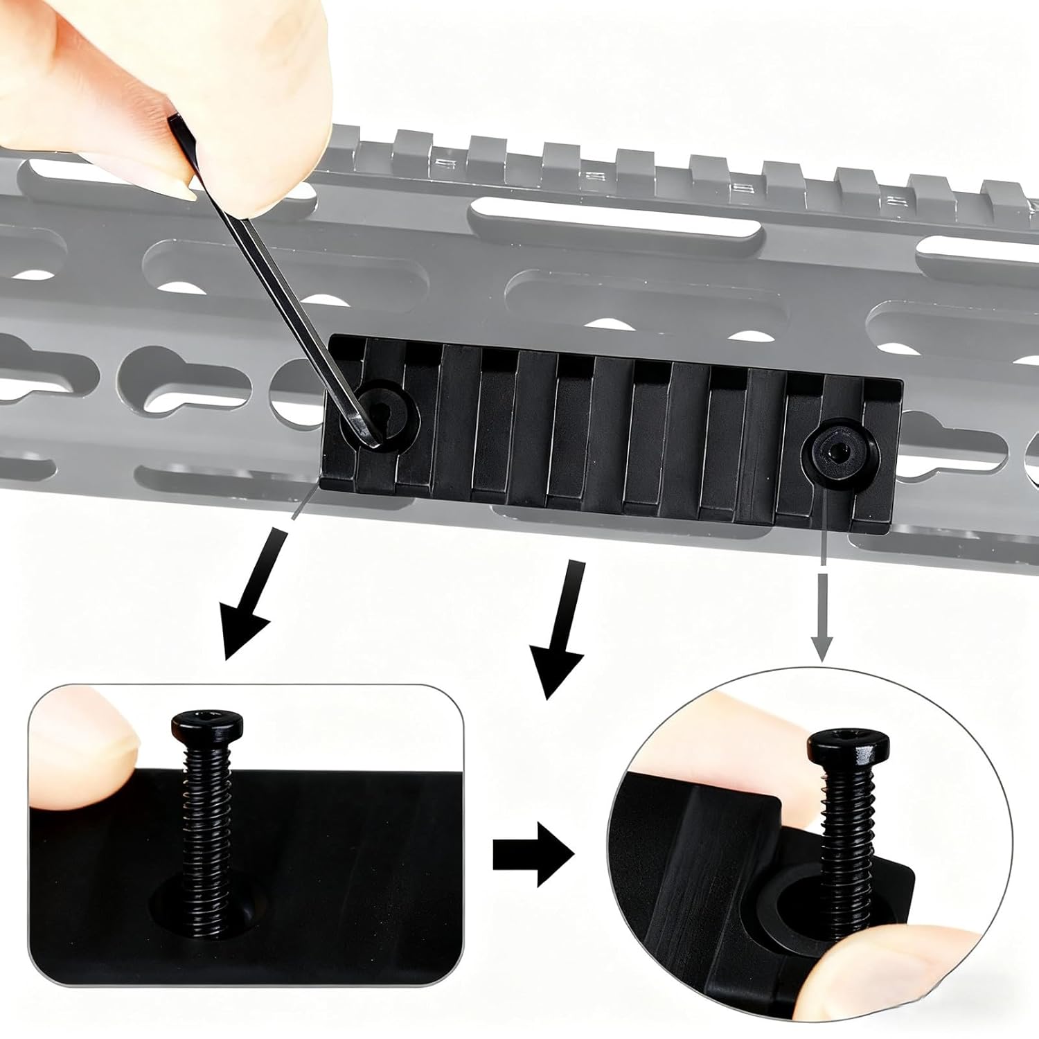 14 Pack T-Nut Screw Replacement Sets,Compatible with Rail Mount,with 3 Allen Wrench for Standard Rail Systems (12mm Screws)