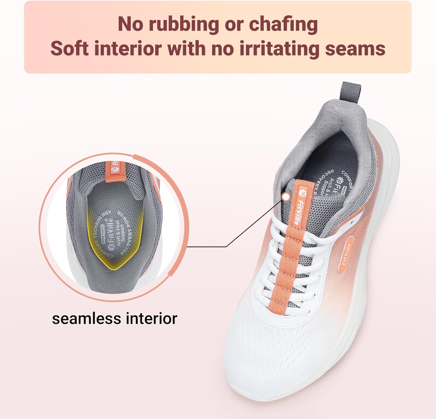 FitVille Extra Wide Shoes for Women, Hands Free Slip On Sneakers Lightweight Wide Walking Shoes Arch Support Comfortable Orthopedic Shoe for Standing All Day - ZephyrLite V4 - Image 6