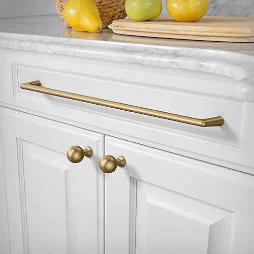 Miniatura 5 de Amerdeco Paquete de 10 tiradores de bronce champán para gabinetes de 12.5 pulgadas (12.598 in) con agujeros centrales, manijas de gabinetes de