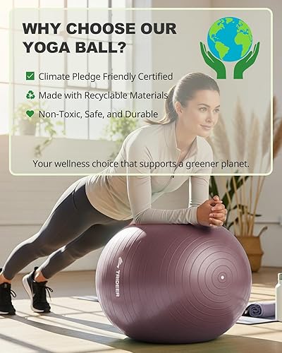 Miniatura 3 de Trideer Exercise Ball Yoga Ball,Office Seating & Balance Ball Chair, Stability Ball for Pilates, Physical Therapy,Core Training & Balance Blush Dawn
