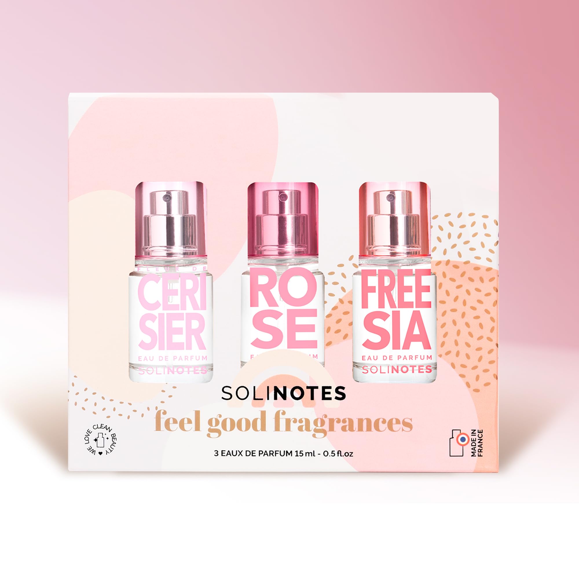 Solinotes Eau De Parfum Discovery Set – Cherry, Rose, Freesia Fragrance Gift Set di 3 flaconi spray profumanti per donne, note di sandalo, muschio, legno di cedaro, 15 ml