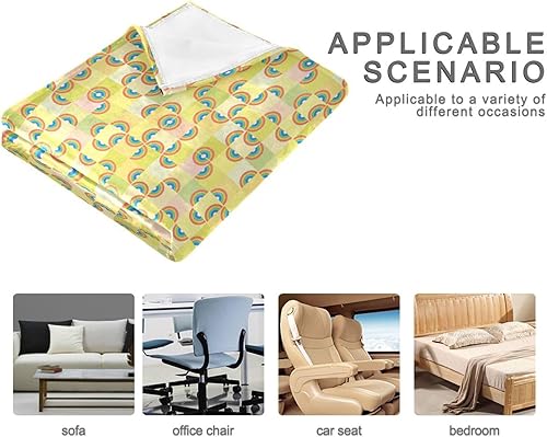 Miniatura 4 de Manta de franela de forro polar ultrasuave de color amarillo a cuadros de dibujos animados, mantas y mantas cálidas de vacaciones para adultos y