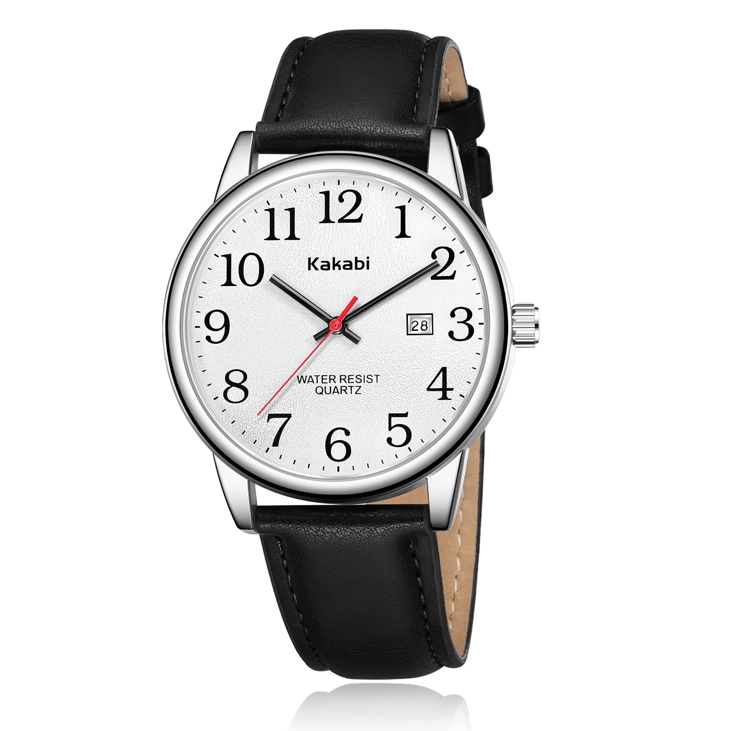 Watch for Men Easy Reader Unisex Analog Quartz Waterproof Wristwatch with Date and Leather Band Casual Simple Fashion