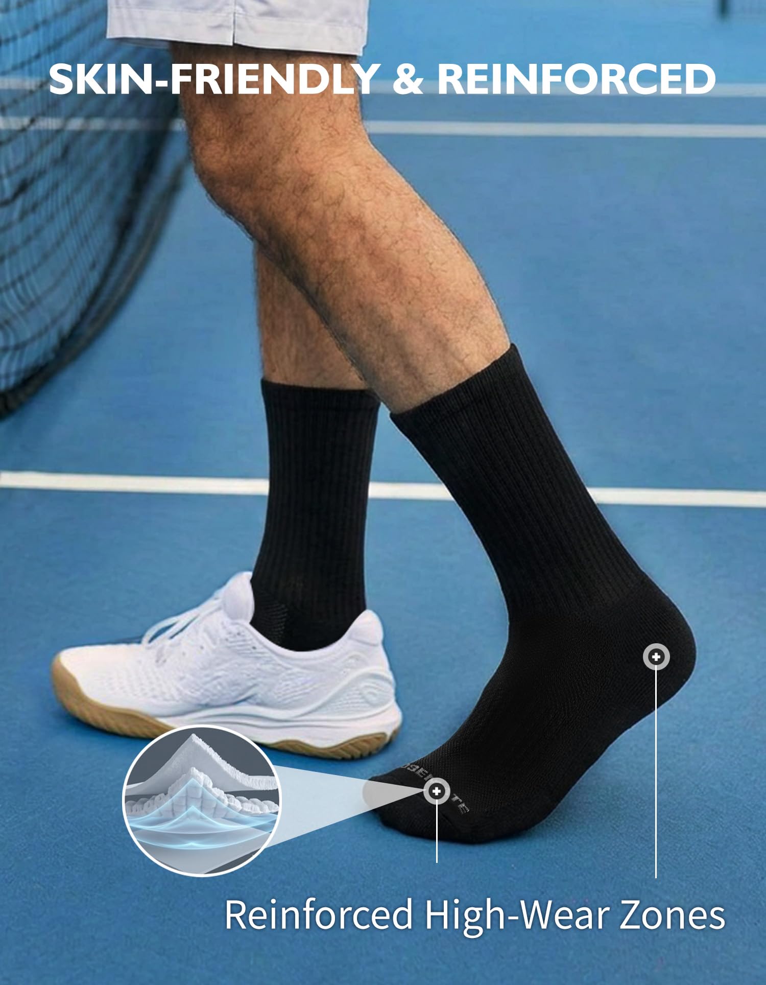 CLOSEMATE 6 Pares Calcetines Deporte Largos Hombre Antiampollas Compresión Running Senderismo
