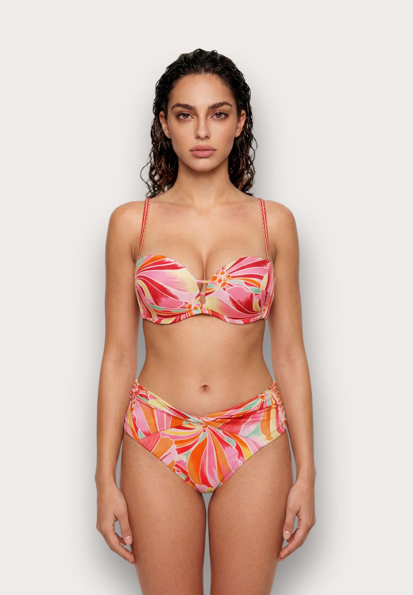 YAMAMAY - Bikini Parte Alta, Super Push-up con Ferretto, Spalline removibii, Donna, Hadria, Multicolore, Stampa Floreale