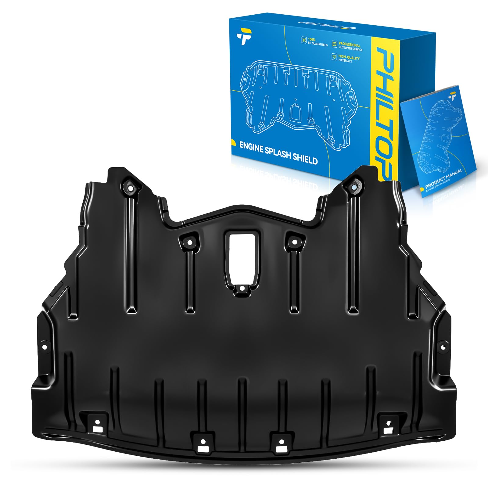 PHILTOP Front Lower Engine Splash Shield Under Cover Compatible with 2007-2008 BMW X5, 2009-2010 X5 4.8L V 8 BM1228151