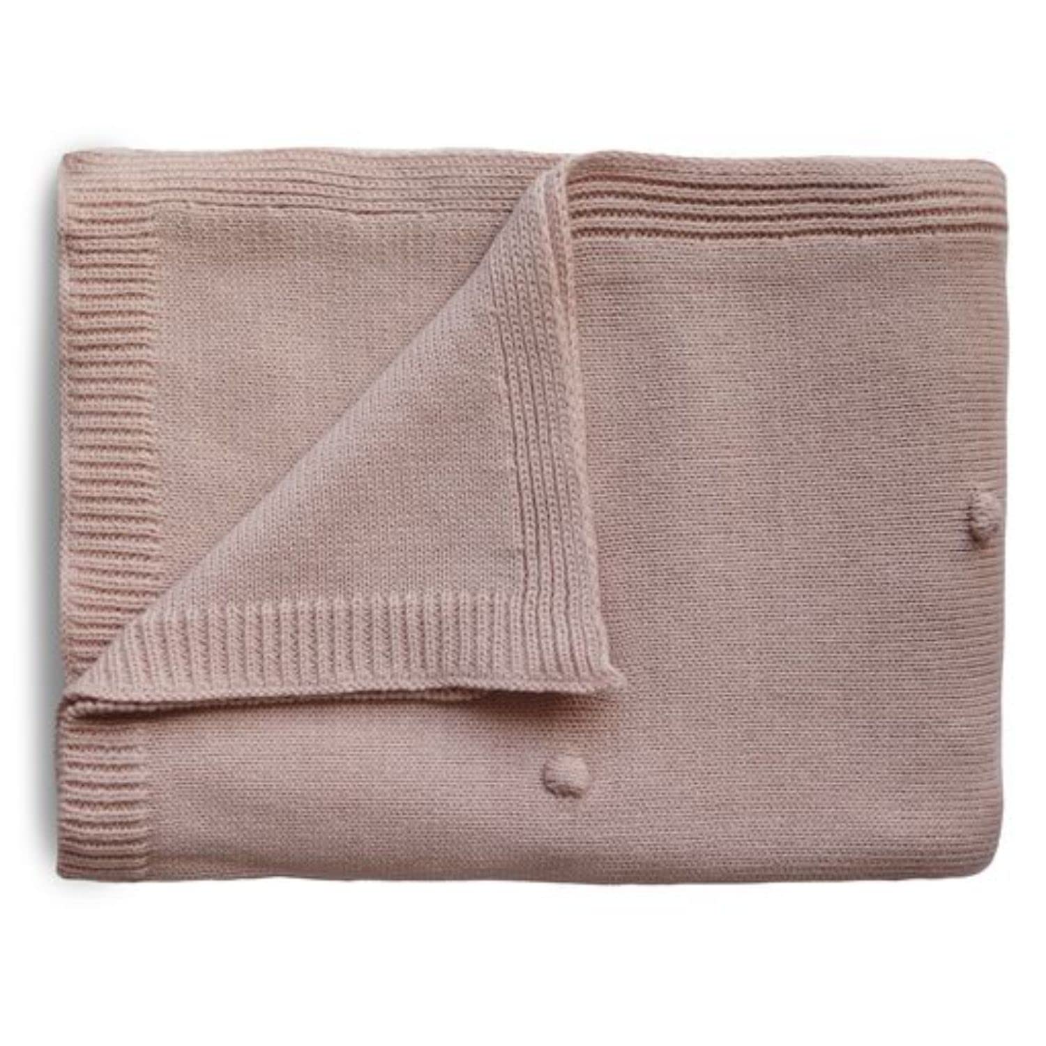 Mushie Couverture Tricotée pour Bébé et Enfant | 80 X 100 Cm | Coton Biologique | Polyvalent et Parfait pour Tous Les Temps | Matériel Durable & de Haute Qualité | Textured Dots Blush