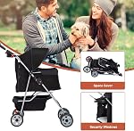 Poussette pour animaux BestPet 4 roues noire, poussette pour chat et chien, transporteur pliant de voyage 04T