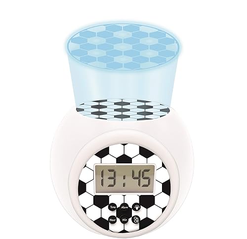 Lexibook - Réveil-projecteur Foot, avec Fonction Alarme et répétition Snooze,