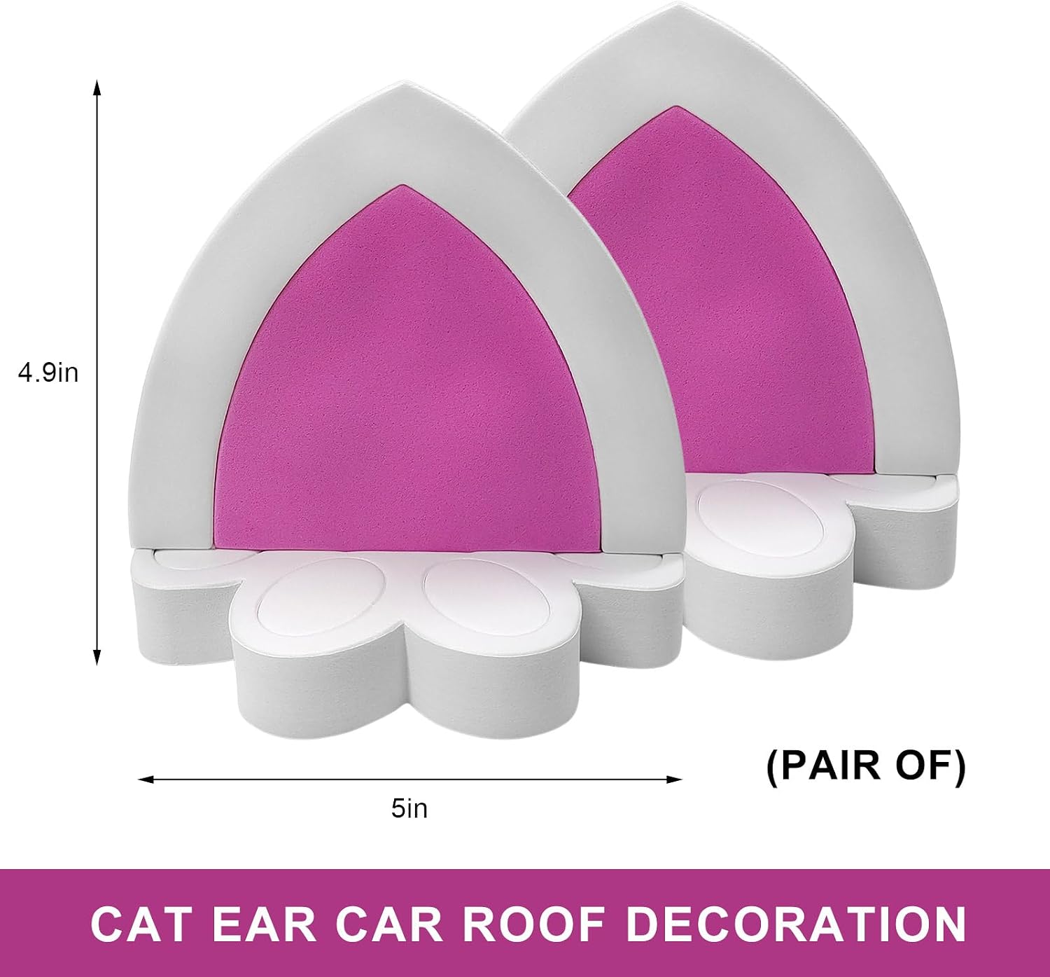 3D Cat Ear Car Roof Decoration, Cute EVA Foam Auto Topper Ornament Styling Kitten Ears Sticker, Lovely Animal Roof Decorative Decal Adorable Exterior Accessories for Most Vehicles (Red & White) image 2