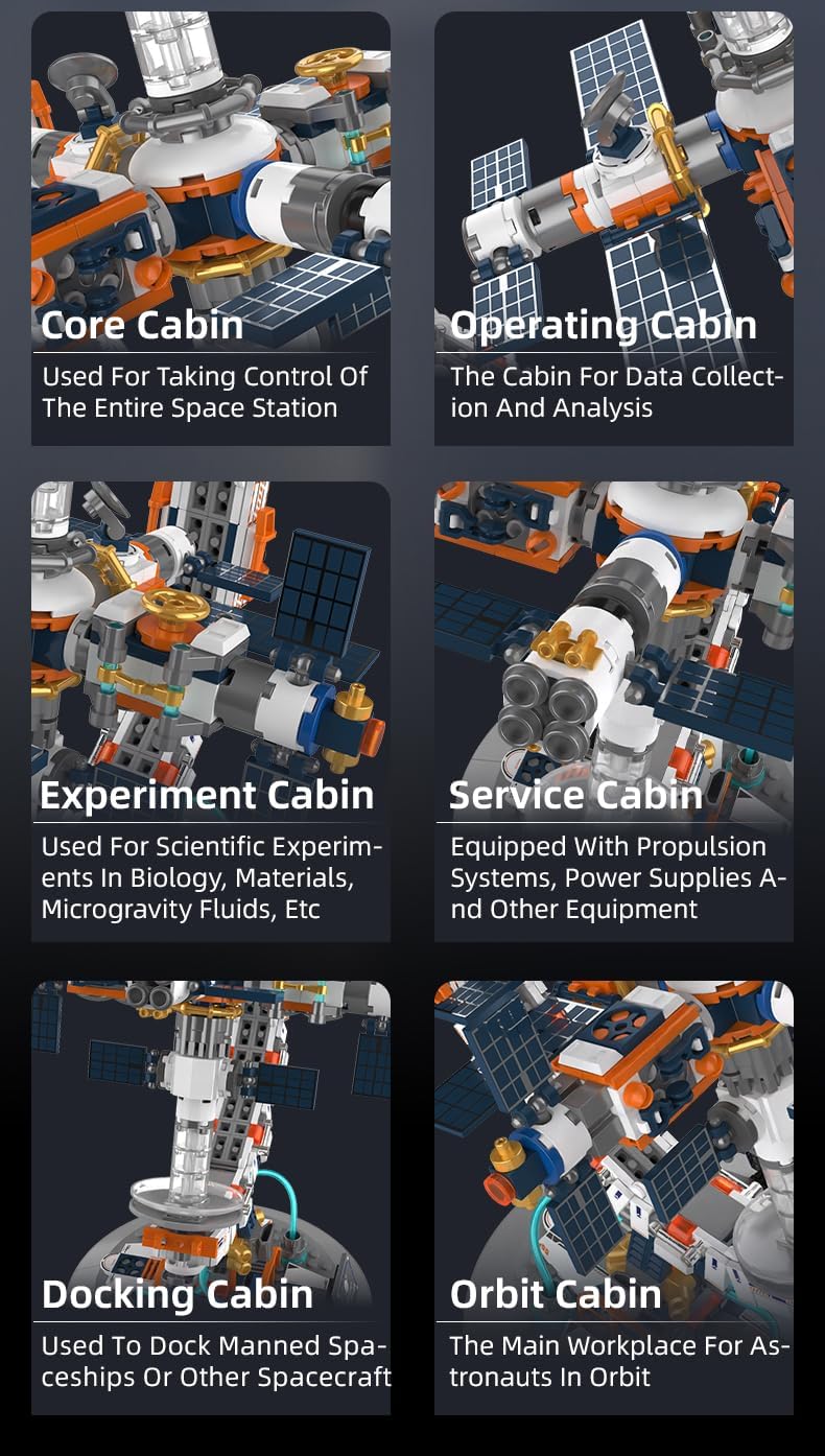 Sosuy Rotating Globe Building Set, STEM Toys for Boys 8+, Space Station Exploration Model with Solar Panels, 360° Rotatable Earth Globe on Stand, Educational for Kids, Teens, Adults