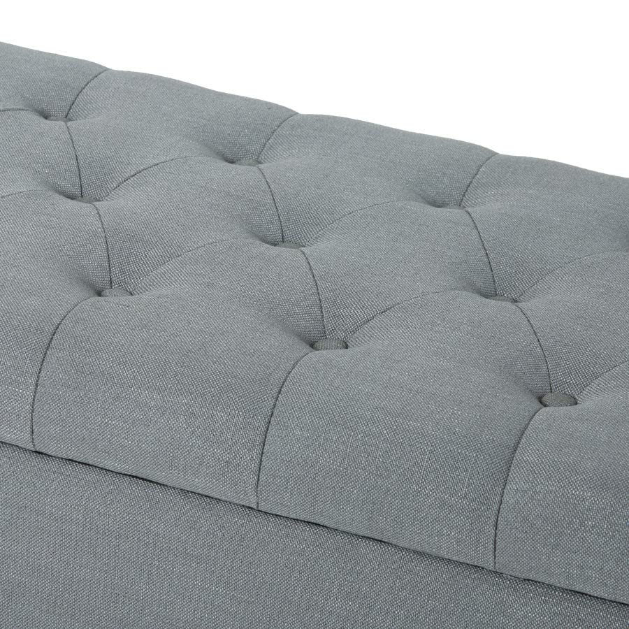 Image of MODERN WAVE Ashlee 50 inch Large Fabric Upholstered Flip Top Storage Bench 3 Seater Sofa Couch Pouffe Sofa Bench Ottoman for Living Room, Bedroom, Office. (Grey)