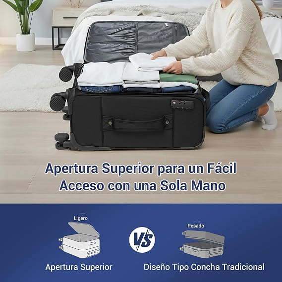 British Traveller Large Rigid Expandable Trolley Suitcase 79.5 cm, Rigid Travel Suitcases with 4 Swivel Wheels and Closed TSA, Black