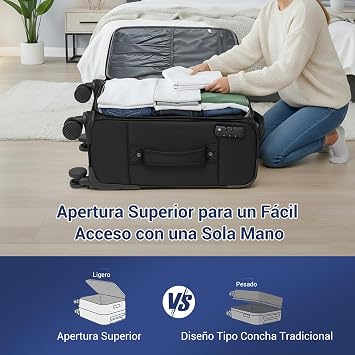 British Traveller Large Rigid Expandable Trolley Suitcase 79.5 cm, Rigid Travel Suitcases with 4 Swivel Wheels and Closed TSA, Black