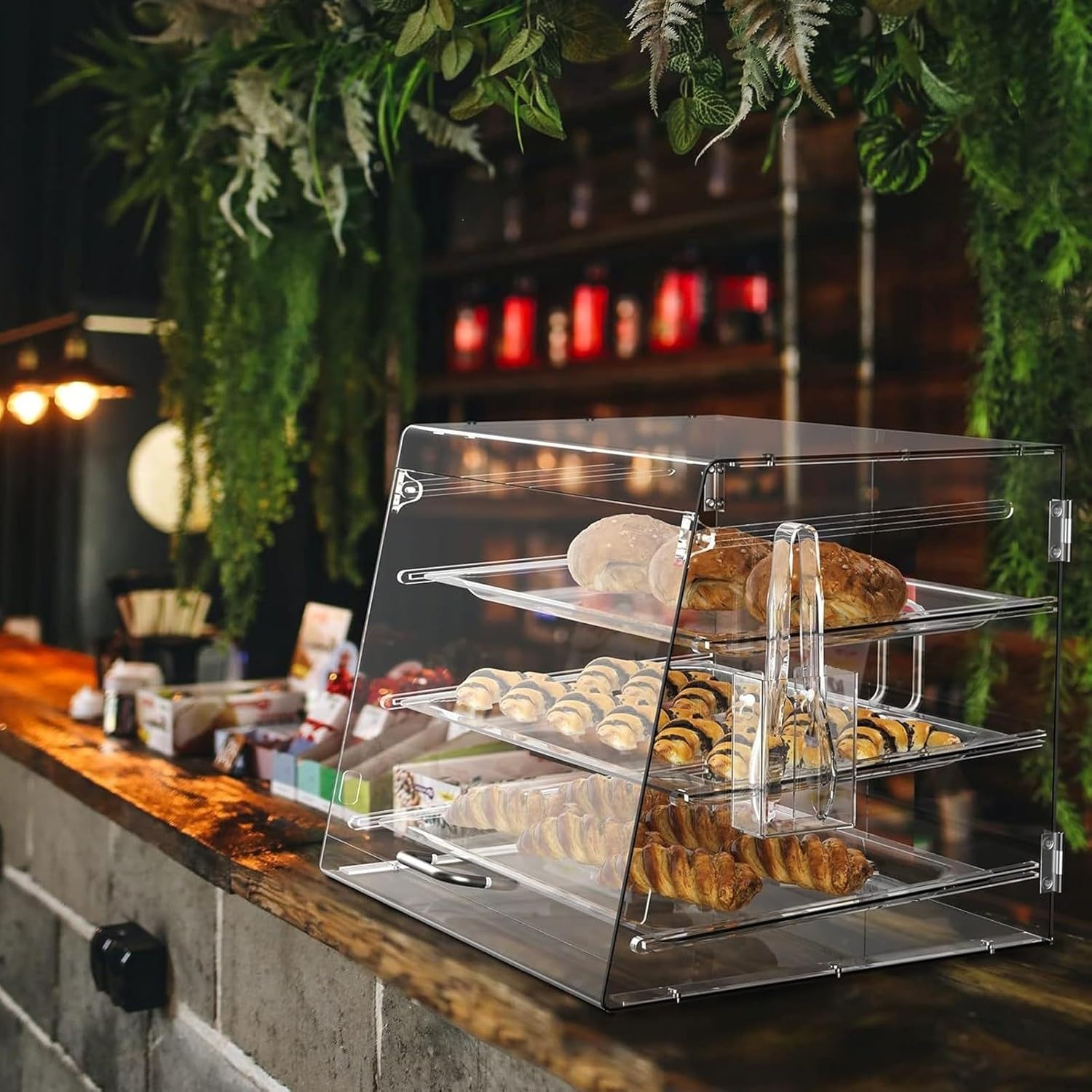 ペストリー ショーケース ベーカリーディスプレイケース デザートショーケース 斜めの前面 ディスプレイケース リアドア付き 家庭用
