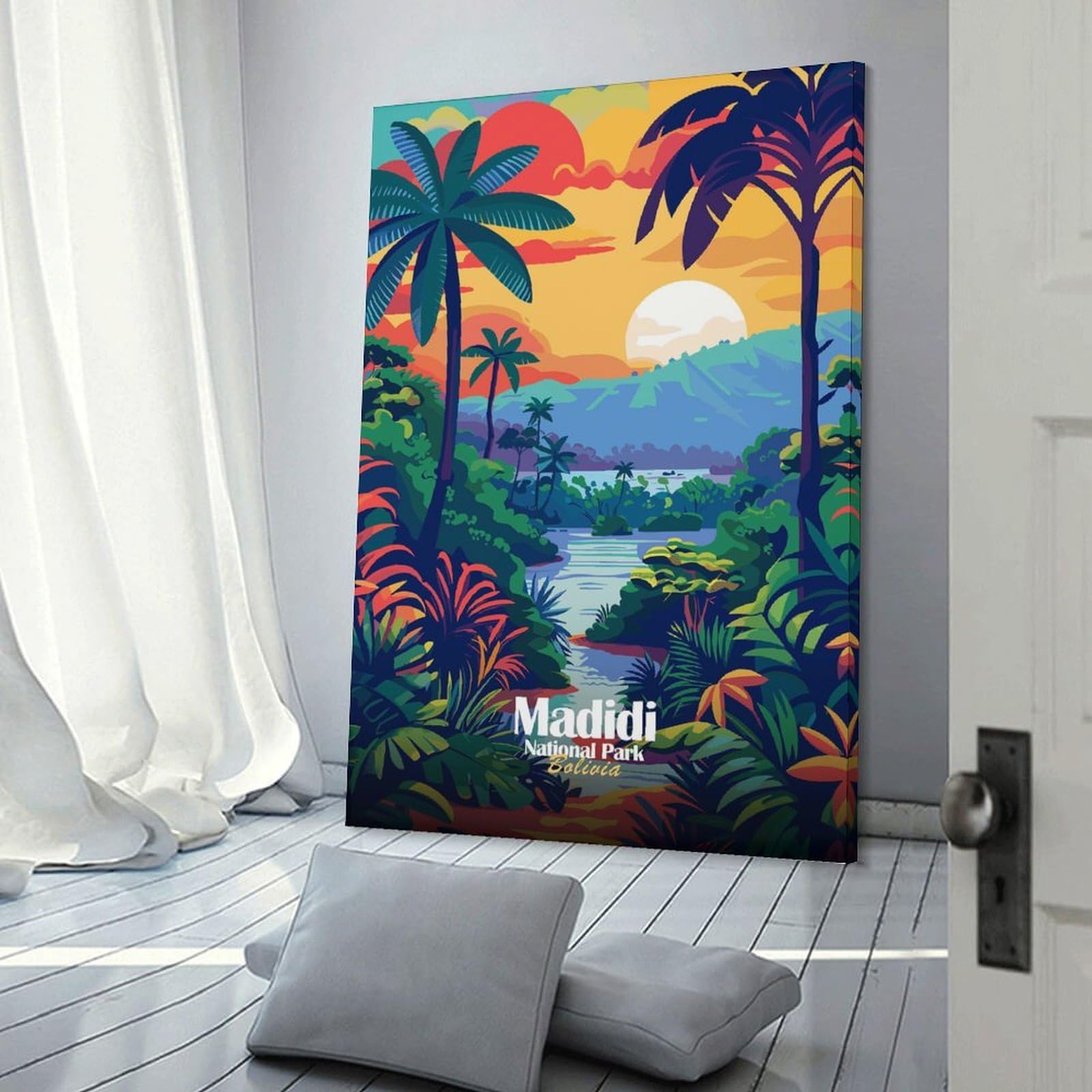 Junmoney Madidi National Park, Bolivia Illustration Canvas Art Print 08x12inch(20x30cm), for Feature Walls in Flats Or Modern Rooms, Decorative Artwork with Flexible Styling
