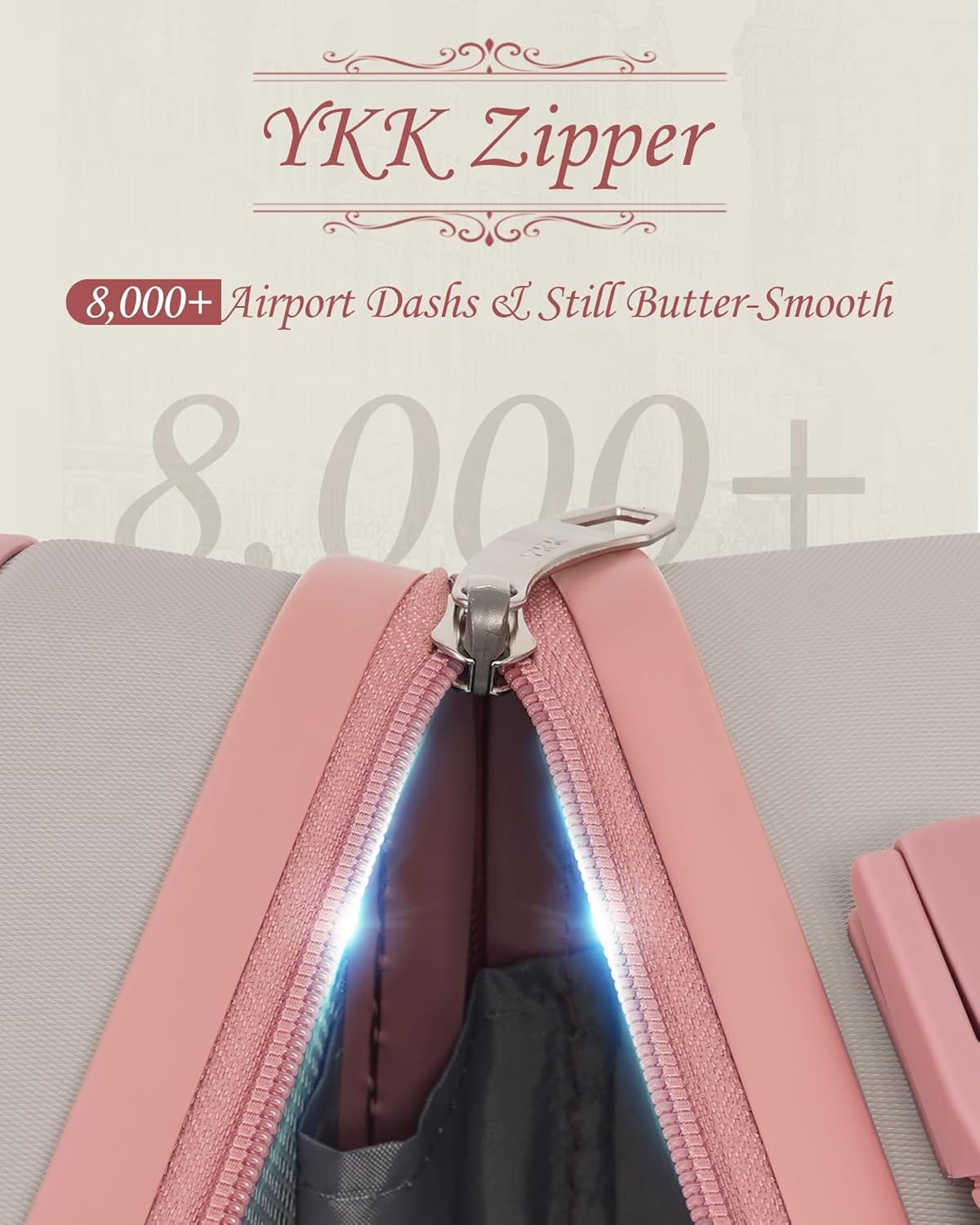 TAKUMI Luggage Sets 5 Piece Lightweight Carry On luggage with Duffel Bag ABS+PC Hardshell Suitcases with YKK zippers Double Spinner Wheels Travel Luggage with TSA Lock(GREY PINK, 5 PIECE SET) - Image 3